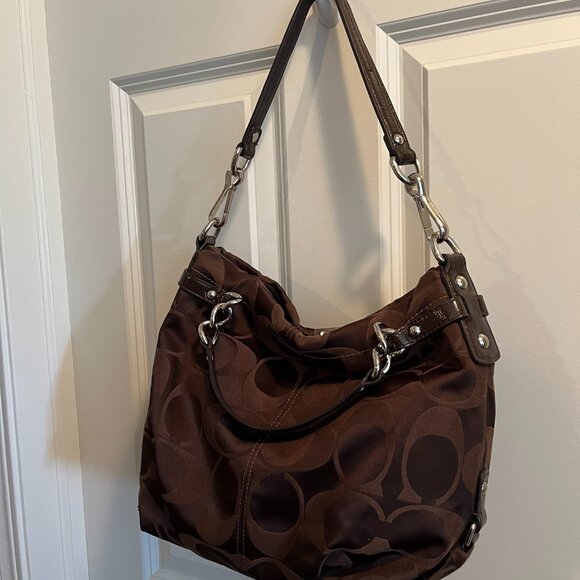 Coach Purse - Brown Jacquard with Silky Lavender Interior - Picture 3 of 6